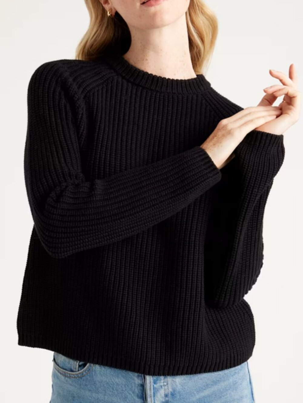 Quince Organic Cotton Fisherman Crew Sweater Black Small New With Tags Classic - Picture 1 of 16